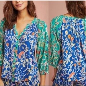 ANTHROPOLOGIE FLOREAT DOLORES LOUNGE SLEEP SHIRT FLORAL TOP BLOUSE
